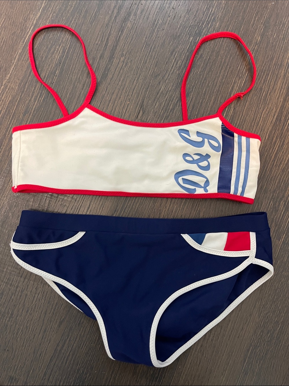 D&G Navy, White & Red Two-Piece Bikini